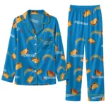 Los Angeles Chargers Long Pajama Set Custom Snack Scatter Blue Best Selling