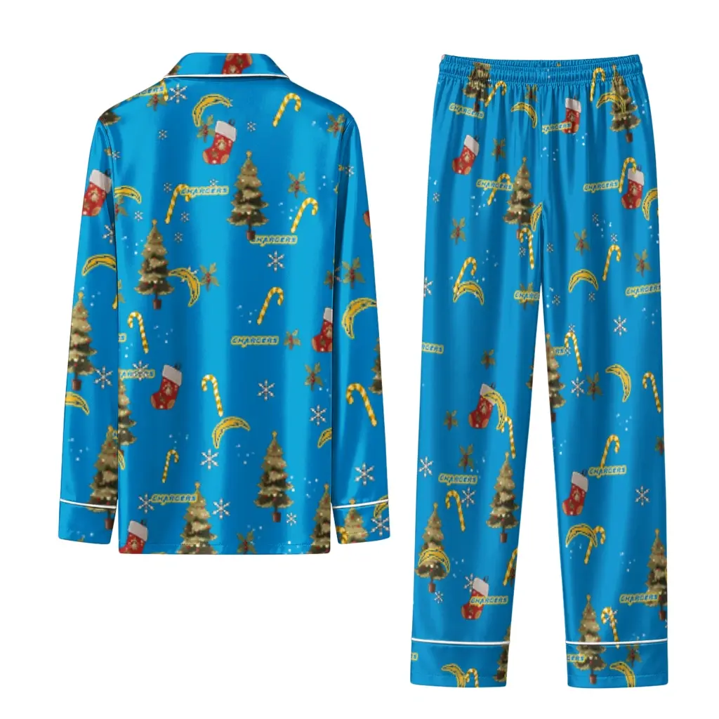 Los Angeles Chargers Long Pajama Set Customized Sprig Scatter Blue Fashion Forward Los Angeles Chargers Long Pajama Set Customized Sprig Scatter Blue Fashion Forward