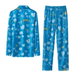los angeles chargers long pajama set personalized heart charms blue best selling.webp