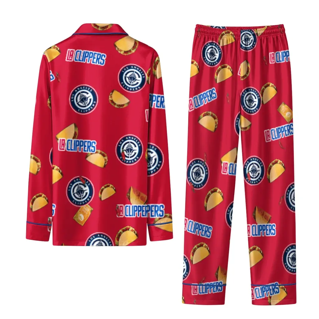 Los Angeles Clippers Long Pajama Set Custom Snack Scatter Red Fashion Forward Los Angeles Clippers Long Pajama Set Custom Snack Scatter Red Fashion Forward