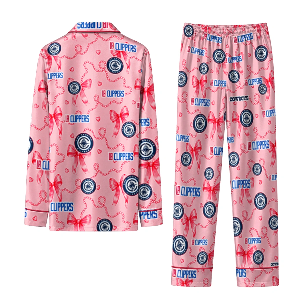 los angeles clippers long pajama set customized ribbon chains red fashion forward.webp los angeles clippers long pajama set customized ribbon chains red fashion forward.webp