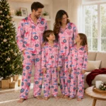 los angeles clippers long pajama set customized ribbon chains red best selling.webp