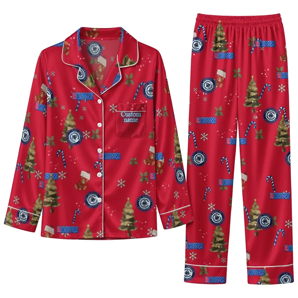 Los Angeles Clippers Long Pajama Set Customized Sprig Scatter Red Best Selling Los Angeles Clippers Long Pajama Set Customized Sprig Scatter Red Best Selling