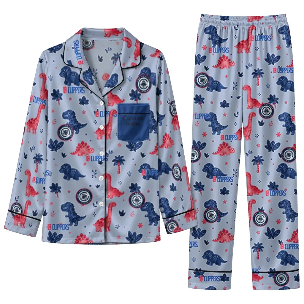 Los Angeles Clippers Long Pajama Set Personalized Character Scatter Best Selling Los Angeles Clippers Long Pajama Set Personalized Character Scatter Best Selling