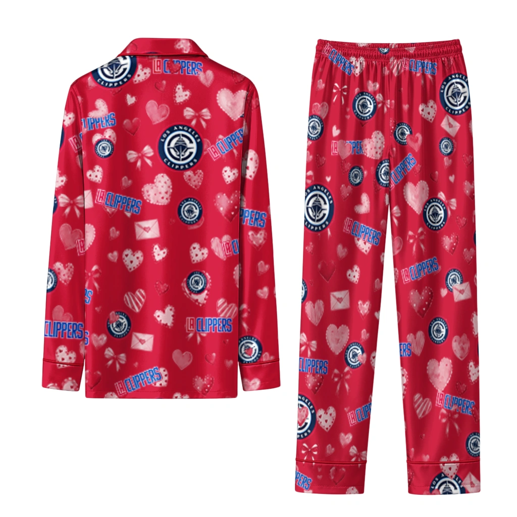 los angeles clippers long pajama set personalized heart charms red fashion forward.webp los angeles clippers long pajama set personalized heart charms red fashion forward.webp