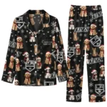 Los Angeles Kings Long Pajama Set Custom Animal Scatter Black Best Selling