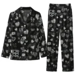 Los Angeles Kings Long Pajama Set - Custom Heart Charms Black 1 los angeles kings long pajama set custom heart charms black best selling.webp