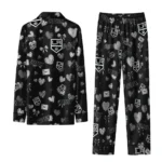 los angeles kings long pajama set custom heart charms black best selling.webp