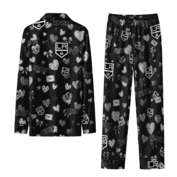 los angeles kings long pajama set custom heart charms black fashion forward.webp