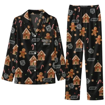 Los Angeles Kings Long Pajama Set Customized Candy Scatter Black Best Selling