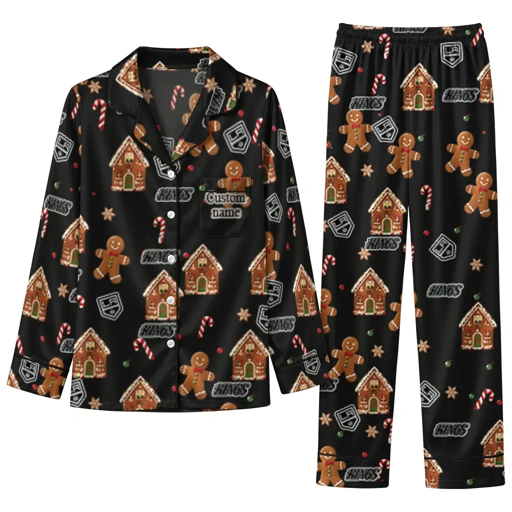 Los Angeles Kings Long Pajama Set Customized Candy Scatter Black Best Selling Los Angeles Kings Long Pajama Set Customized Candy Scatter Black Best Selling