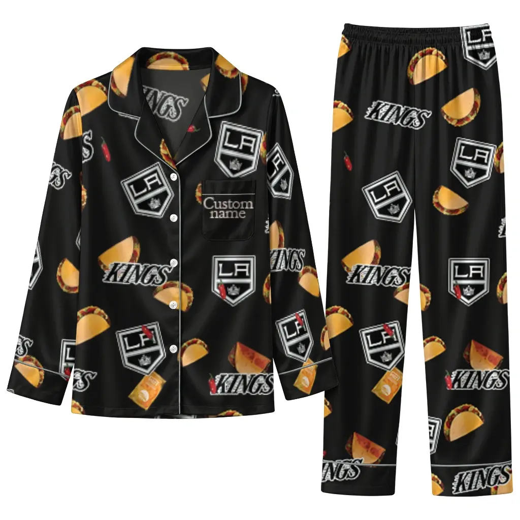 Los Angeles Kings Long Pajama Set Customized Snack Scatter Black Best Selling Los Angeles Kings Long Pajama Set Customized Snack Scatter Black Best Selling