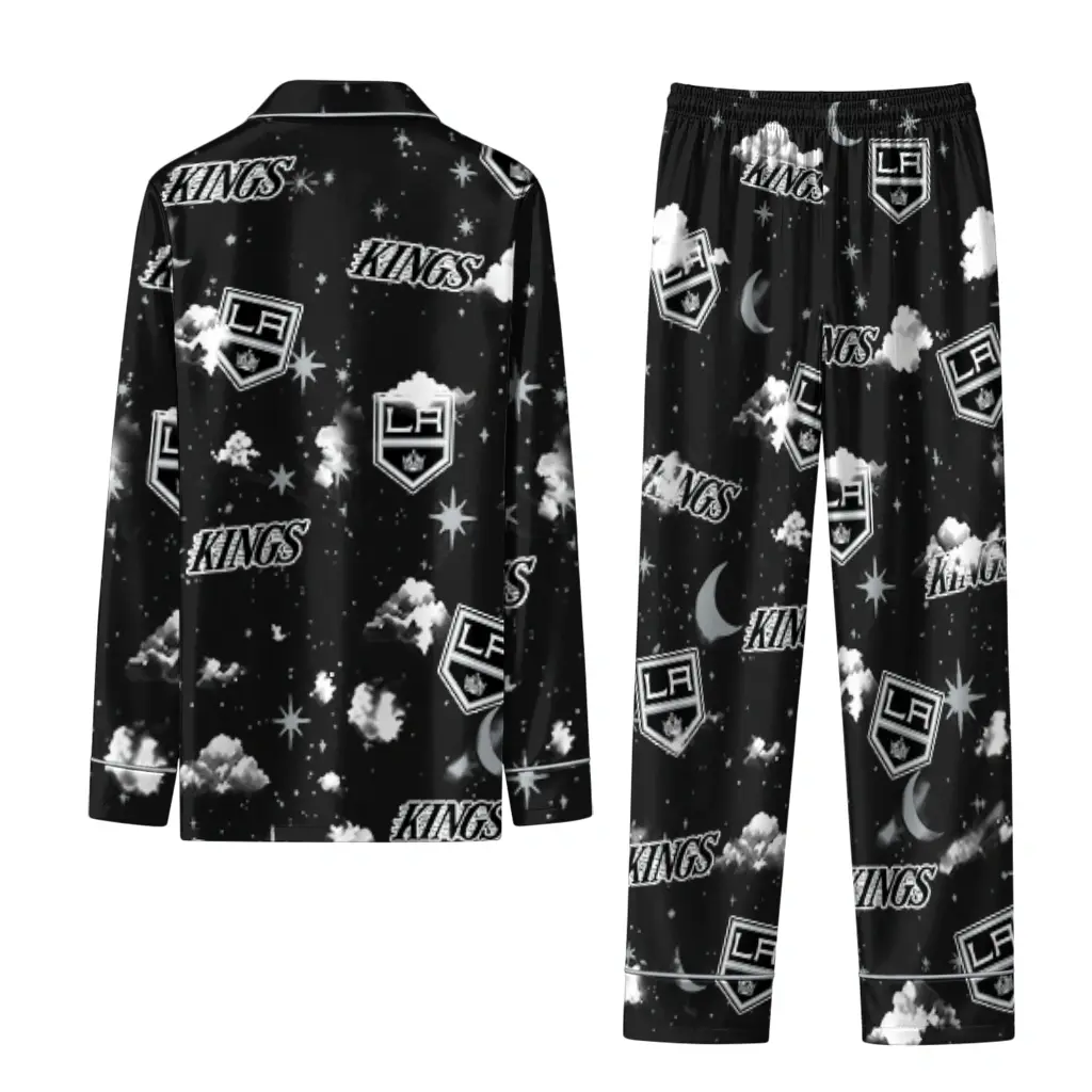 Los Angeles Kings Long Pajama Set Personalized Cloud Stars Black Fashion Forward Los Angeles Kings Long Pajama Set Personalized Cloud Stars Black Fashion Forward