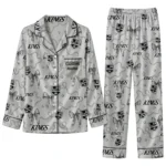 los angeles kings long pajama set personalized ribbon chains black best selling.webp