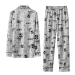 los angeles kings long pajama set personalized ribbon chains black best selling.webp