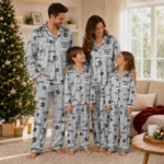 los angeles kings long pajama set personalized ribbon chains black best selling.webp