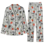 los angeles kings long pajama set personalized ribbon florals black best selling.webp