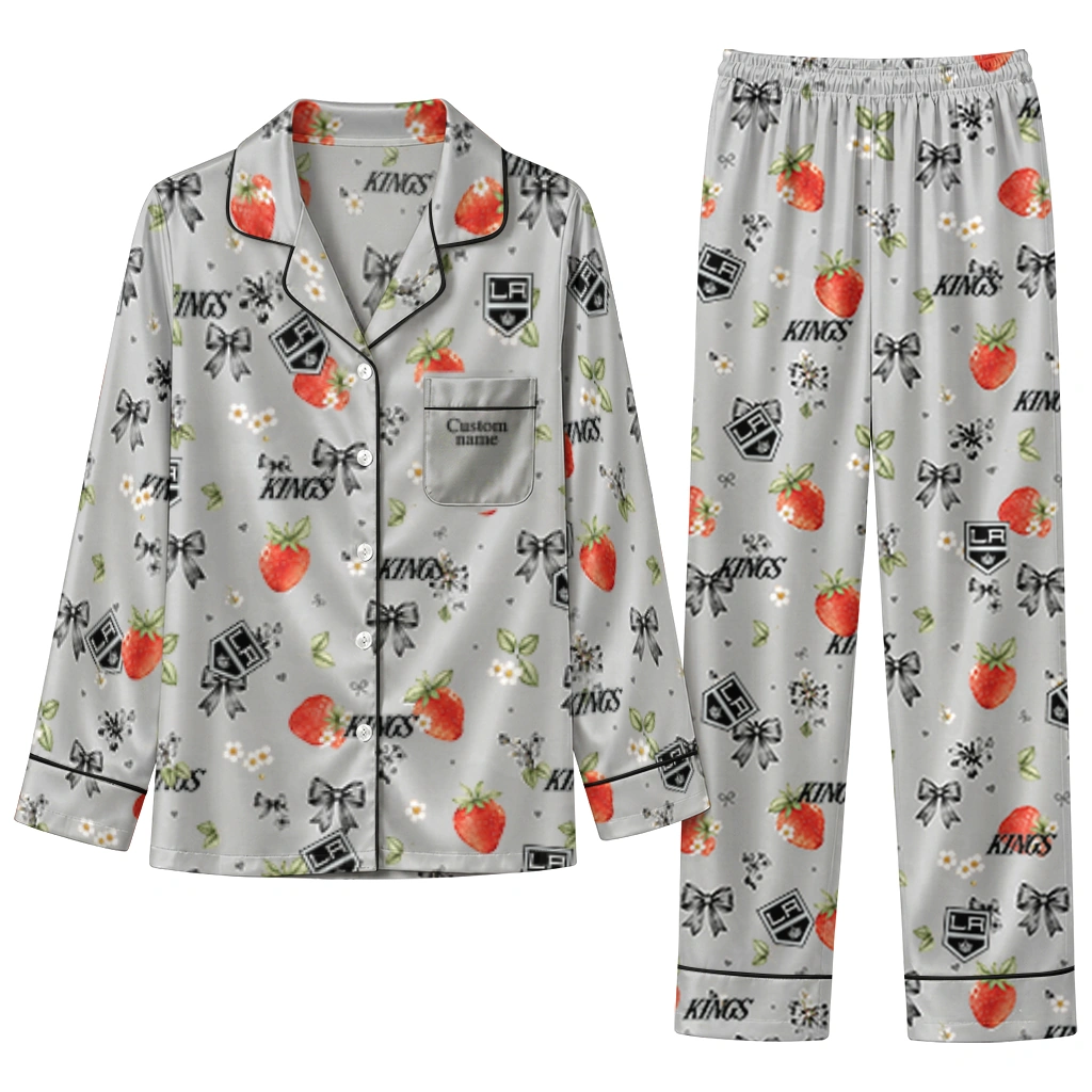 los angeles kings long pajama set personalized ribbon florals black best selling.webp los angeles kings long pajama set personalized ribbon florals black best selling.webp