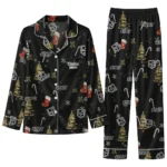 Los Angeles Kings Long Pajama Set Personalized Sprig Scatter Black Best Selling
