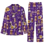 Los Angeles Lakers Long Pajama Set Custom Animal Scatter Purple Best Selling