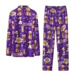 Los Angeles Lakers Long Pajama Set Custom Animal Scatter Purple Best Selling