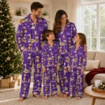 Los Angeles Lakers Long Pajama Set Custom Animal Scatter Purple Best Selling