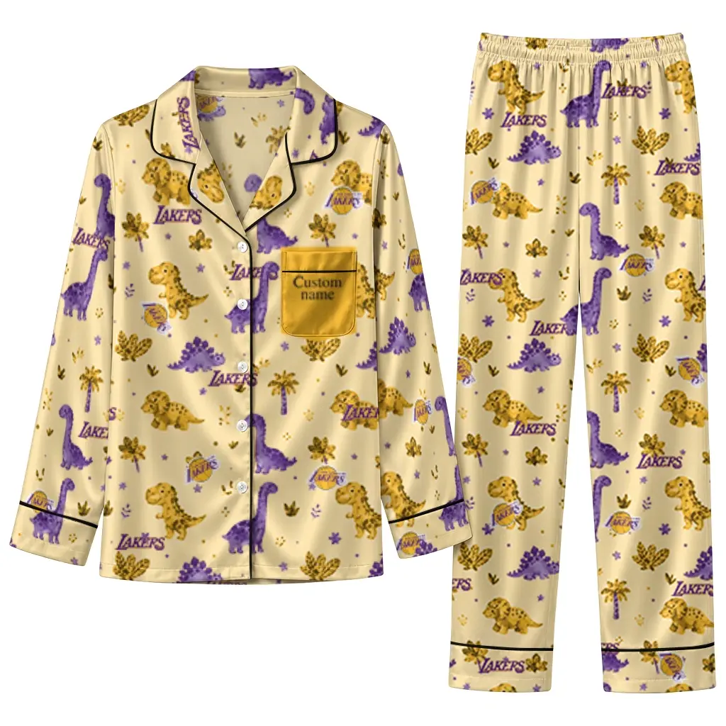 Los Angeles Lakers Long Pajama Set Custom Character Scatter Best Selling Los Angeles Lakers Long Pajama Set Custom Character Scatter Best Selling