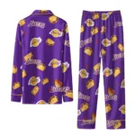 Los Angeles Lakers Long Pajama Set Customized Snack Scatter Purple Best Selling