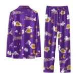 Los Angeles Lakers Long Pajama Set Personalized Cloud Stars Purple Best Selling
