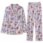 los angeles lakers long pajama set personalized ribbon florals purple best selling.webp