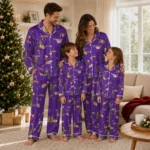 Los Angeles Lakers Long Pajama Set Personalized Sprig Scatter Purple Best Selling