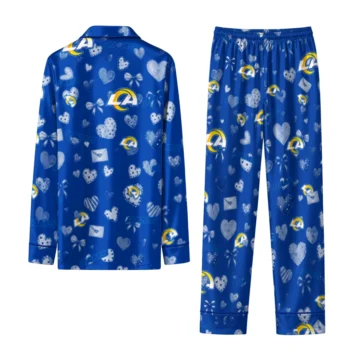 los angeles rams long pajama set custom heart charms blue fashion forward.webp