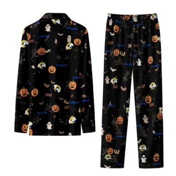 los angeles rams long pajama set customized icon confetti black fashion forward.webp