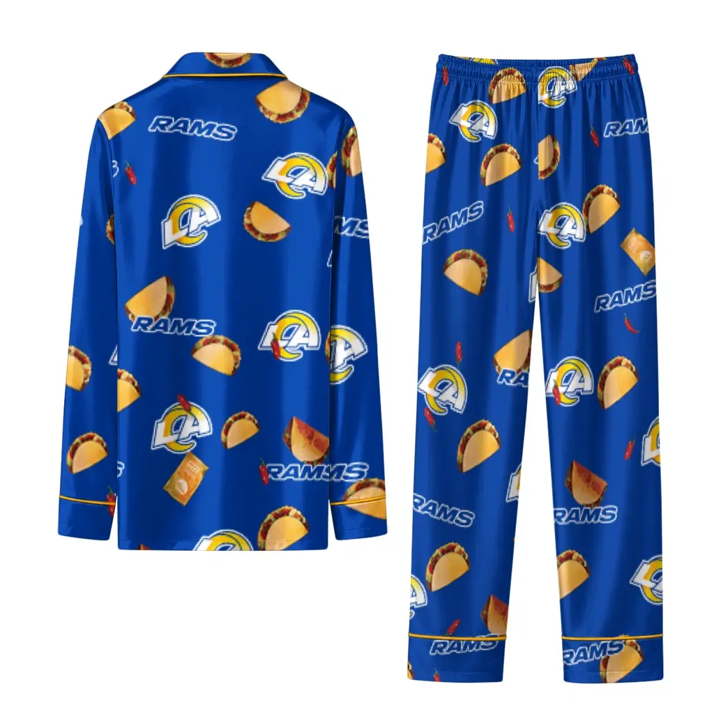 Los Angeles Rams Long Pajama Set Customized Snack Scatter Blue Fashion Forward Los Angeles Rams Long Pajama Set Customized Snack Scatter Blue Fashion Forward