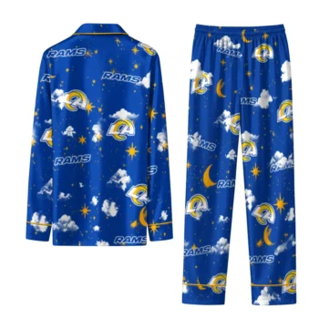 Los Angeles Rams Long Pajama Set Personalized Cloud Stars Blue Fashion Forward