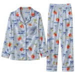 los angeles rams long pajama set personalized ribbon florals blue best selling.webp