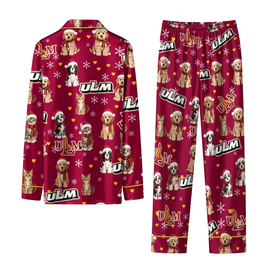 Louisiana Monroe Warhawks Long Pajama Set Customized Animal Scatter Red Fashion Forward Louisiana Monroe Warhawks Long Pajama Set Customized Animal Scatter Red Fashion Forward