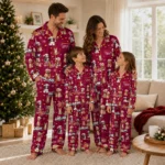 Louisiana Monroe Warhawks Long Pajama Set Customized Animal Scatter Red Best Selling