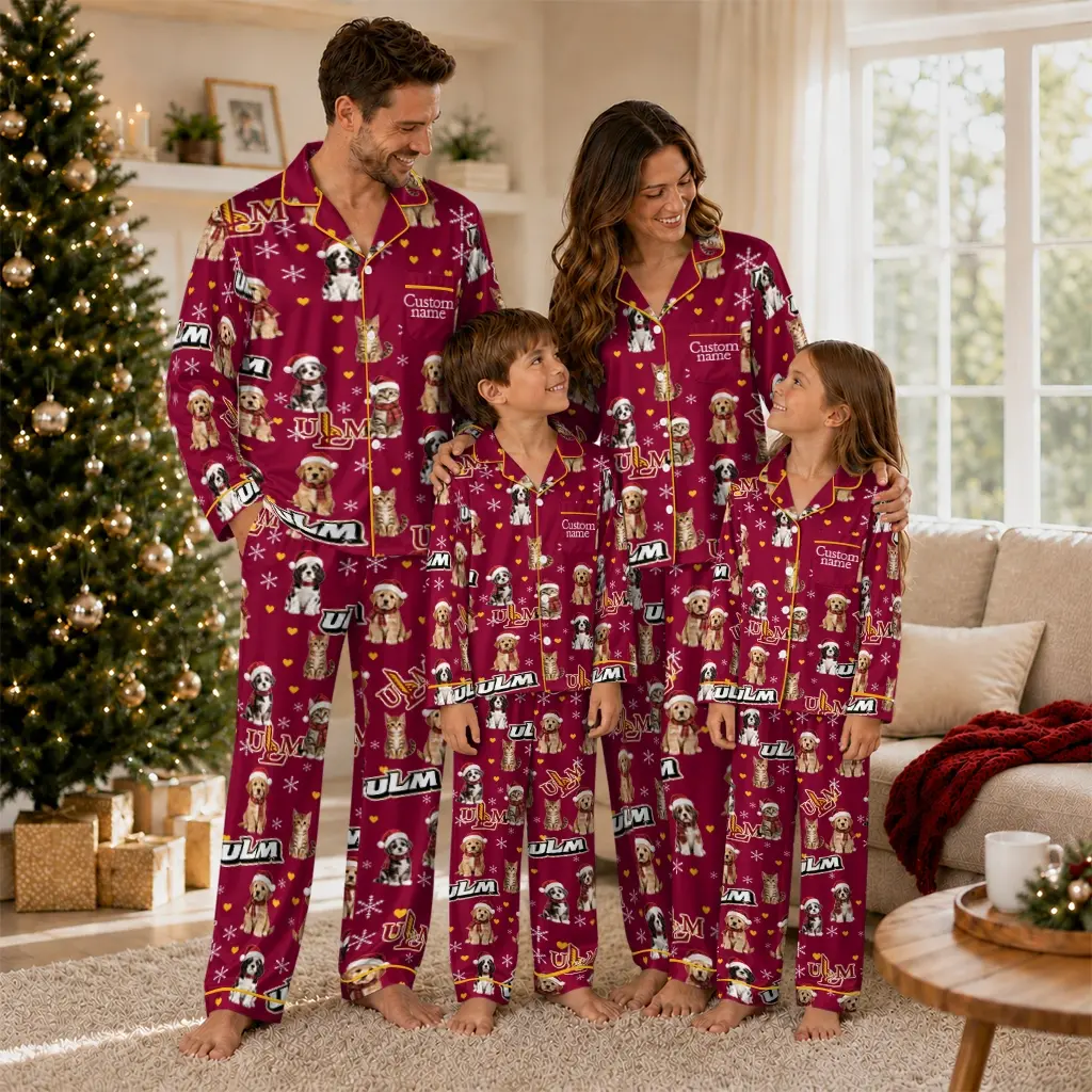 Louisiana Monroe Warhawks Long Pajama Set Customized Animal Scatter Red Latest Model Louisiana Monroe Warhawks Long Pajama Set Customized Animal Scatter Red Latest Model