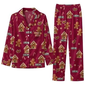 Louisiana Monroe Warhawks Long Pajama Set Customized Candy Scatter Red Best Selling