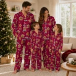 Louisiana Monroe Warhawks Long Pajama Set Customized Candy Scatter Red Best Selling