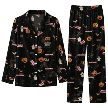 Louisiana Ragin Cajuns Long Pajama Set Customized Icon Confetti Black Best Selling