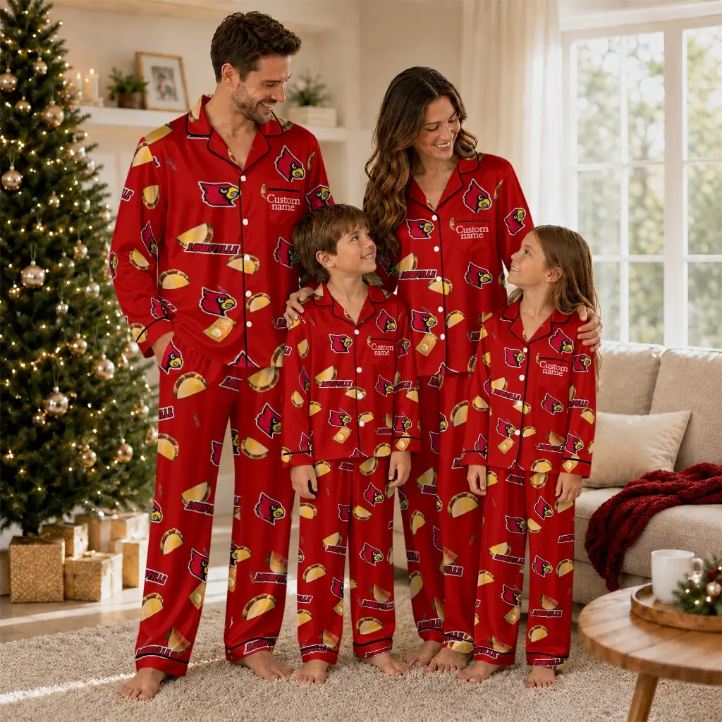 Louisville Cardinals Long Pajama Set Personalized Snack Scatter Red Latest Model Louisville Cardinals Long Pajama Set Personalized Snack Scatter Red Latest Model