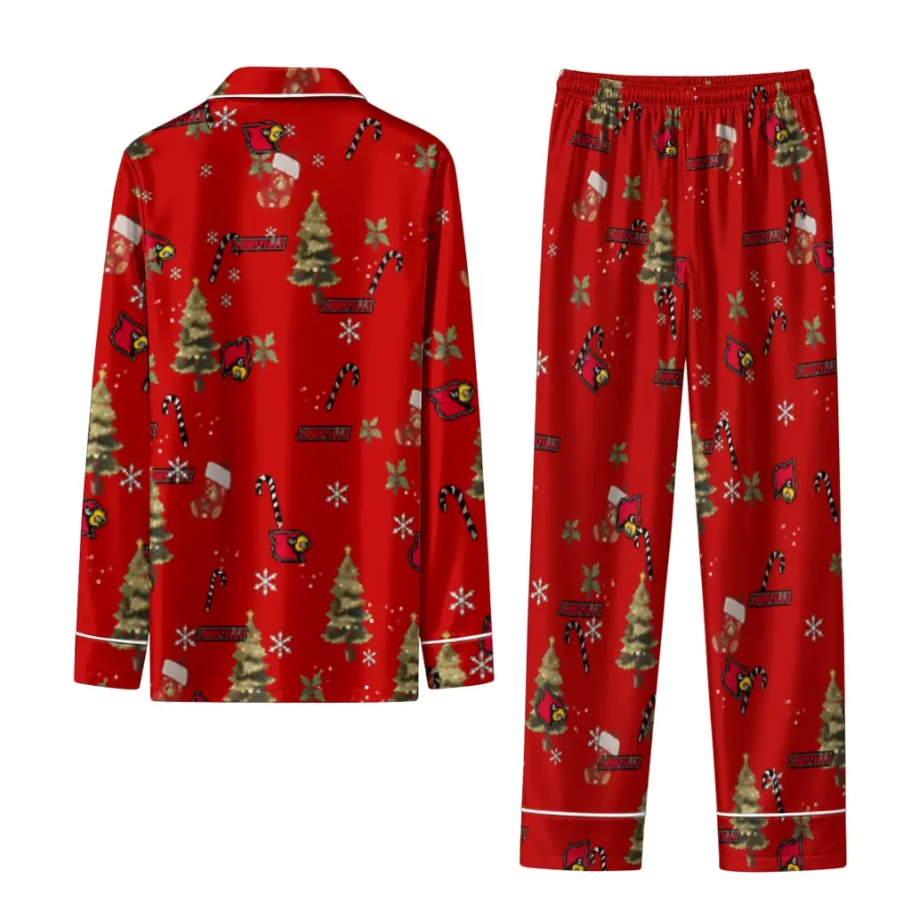 Louisville Cardinals Long Pajama Set Personalized Sprig Scatter Red Fashion Forward Louisville Cardinals Long Pajama Set Personalized Sprig Scatter Red Fashion Forward