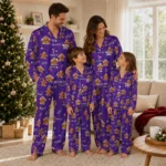 Lsu Tigers Long Pajama Set Custom Candy Scatter Purple Best Selling