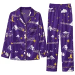 Lsu Tigers Long Pajama Set Custom Cloud Stars Purple Best Selling