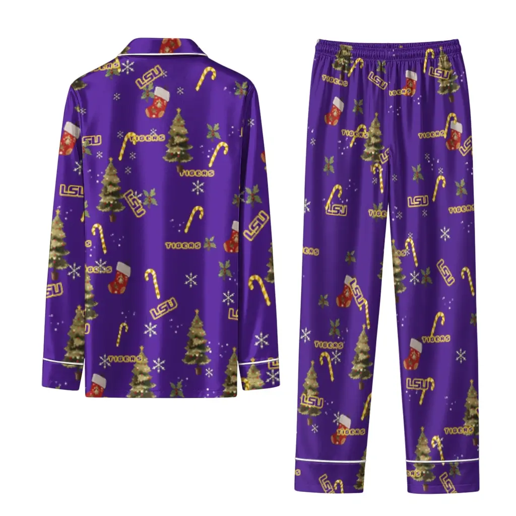 Lsu Tigers Long Pajama Set Custom Sprig Scatter Purple Fashion Forward Lsu Tigers Long Pajama Set Custom Sprig Scatter Purple Fashion Forward