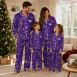 Lsu Tigers Long Pajama Set Custom Sprig Scatter Purple Best Selling