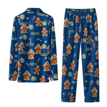 Marquette Golden Eagles Long Pajama Set Custom Candy Scatter Blue Fashion Forward