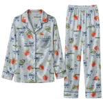 Marquette Golden Eagles Long Pajama Set Custom Ribbon Florals Blue Best Selling